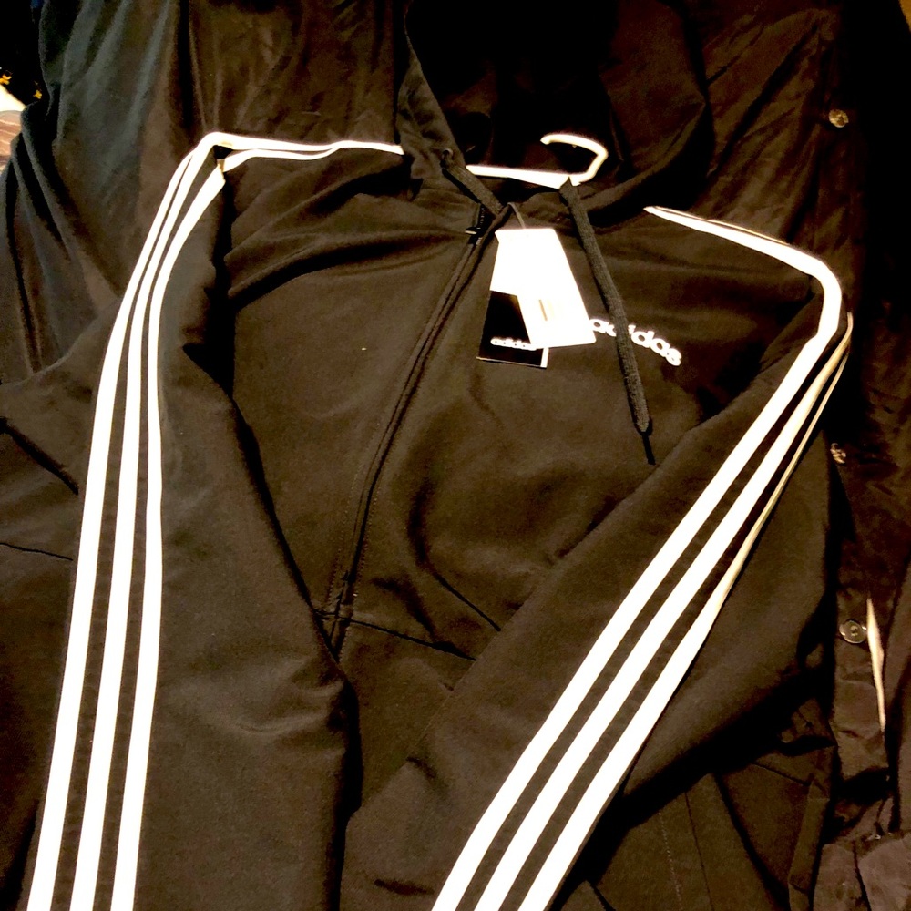 Adidas track jacket with hoodie.